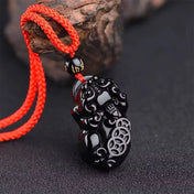 Natural Obsidian Chinese Zodiac Pixiu Necklace