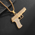 Iced Out Gun Pendant Necklace