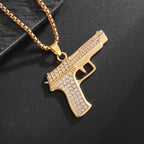 Iced Out Gun Pendant Necklace