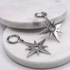 Silver Starlight Flame Dangle Earrings — Stainless Steel