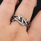 Steel Ring Vintage Punk Peace Olive Branch Biker