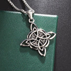 Stainless Steel Irish Celtic Trinity Knot Necklace Witch Knot Pendant Men Women Protection Amulet Jewelry Gift