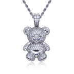 Iced Out Teddy Bear Pendant — 925 Silver