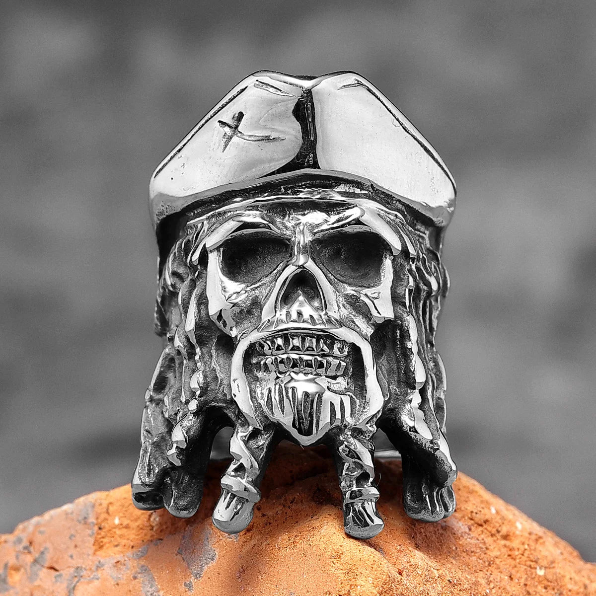 Captain Jack Pirate Skull Ring — Stainless Steel