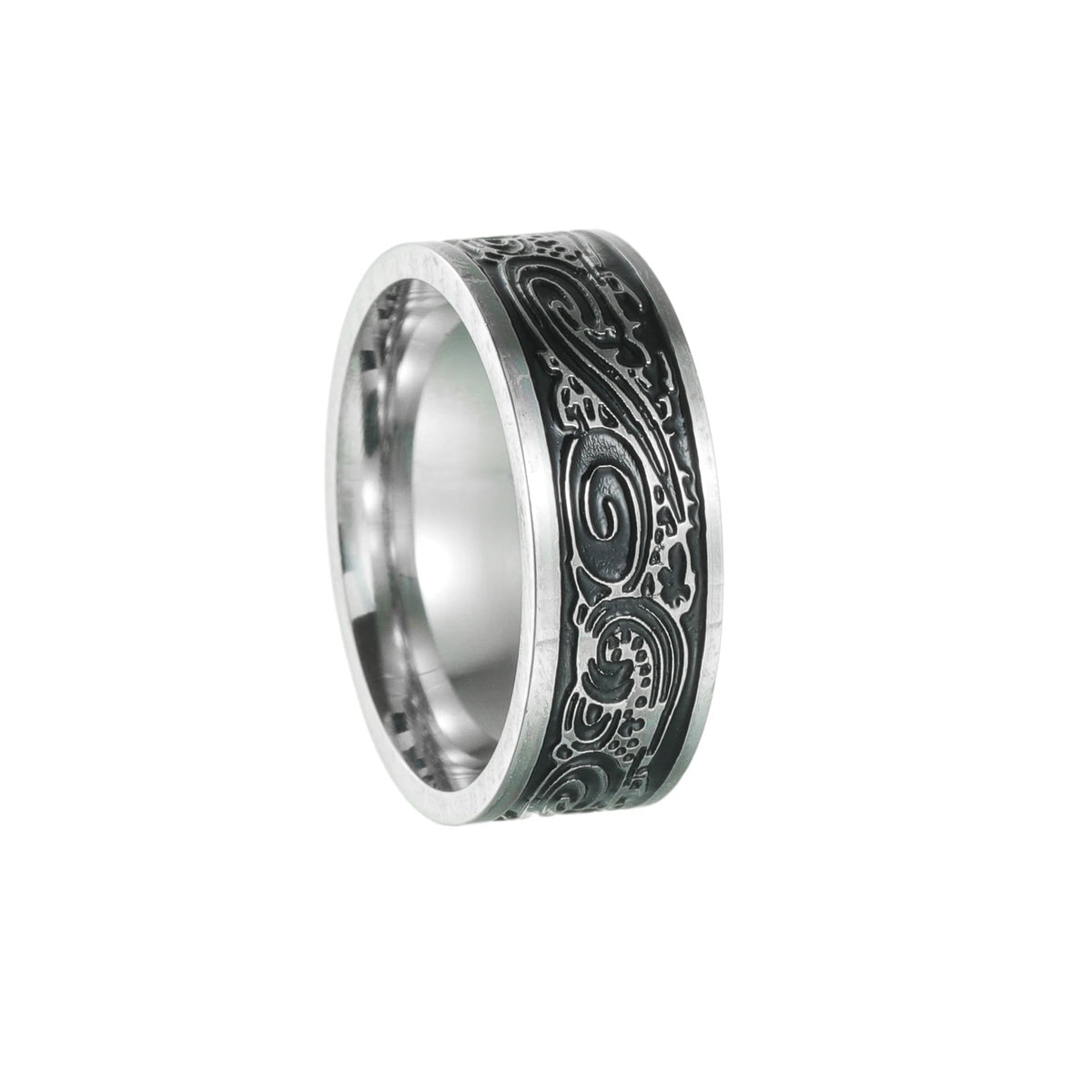 Viking Celtic Knot & Sea Wave Band Ring for Men — Stainless Steel