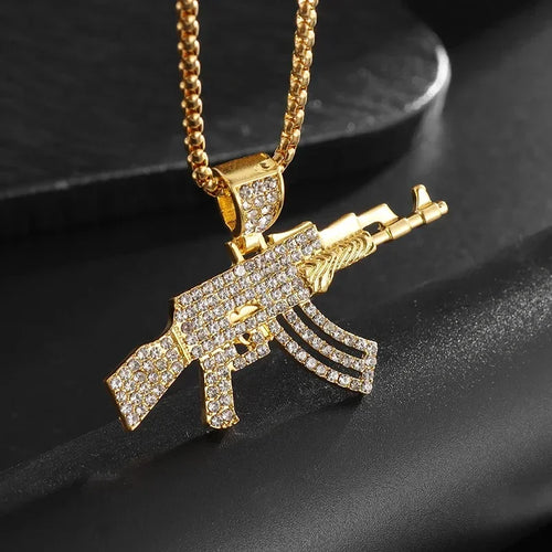 AK-47 Rifle Pendant Necklace — Stainless Steel