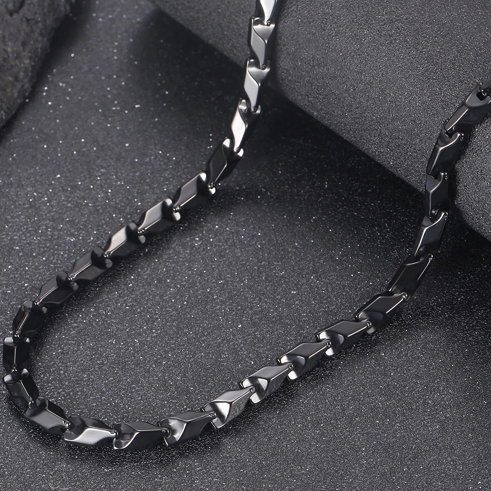 Men's Hip Hop Solid Chain Set 316L Stainless Steel Rope Necklace & Bracelet Man Punk Gothic Male Jewelry Accessories