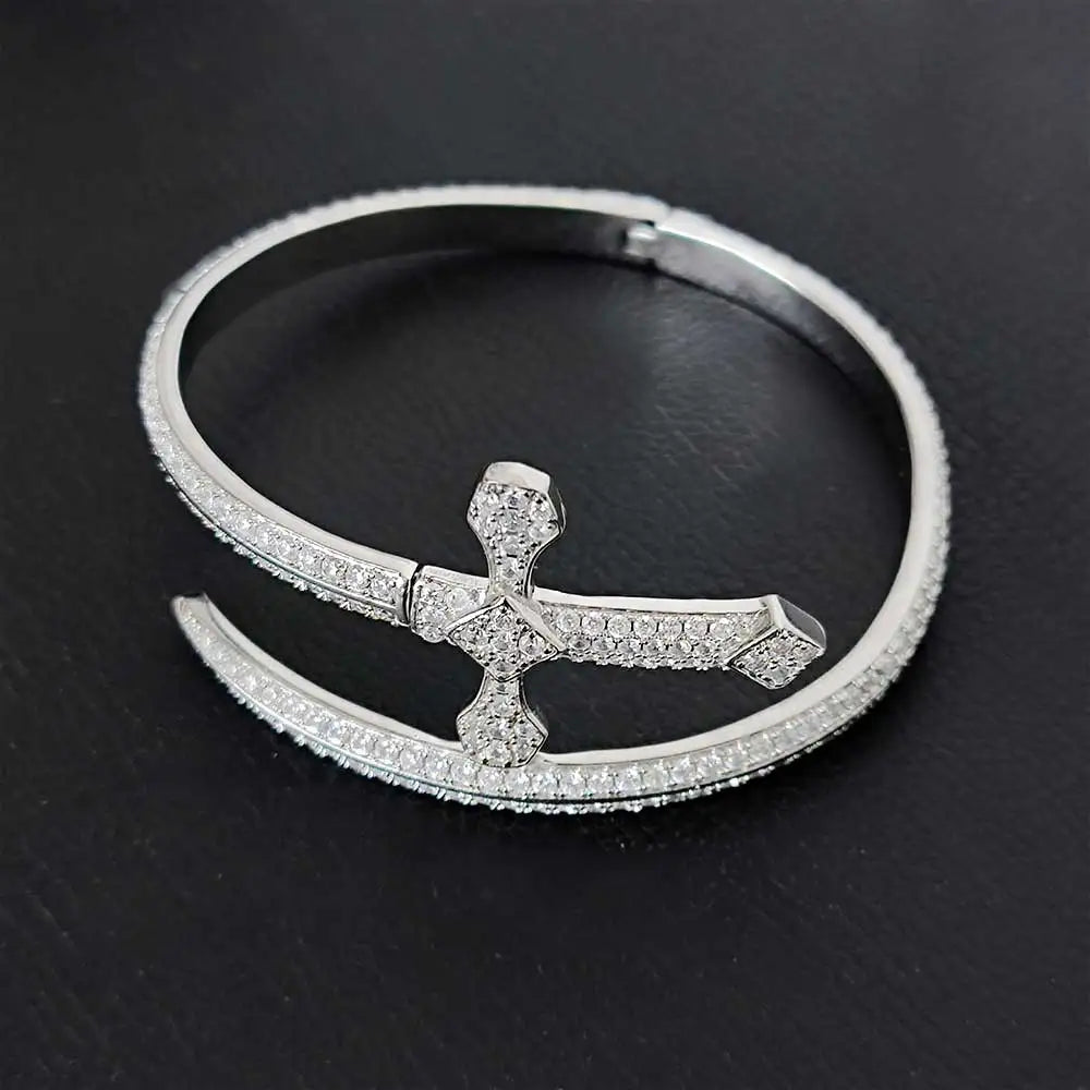 Iced Out Sword Bracelet Gold 18K
