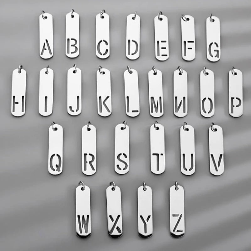 Steel Pendant Letter Rectangle Tags Initial