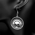 Sun Gold Earrings Ocean Wave Rise Hoop Hollow