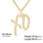 Hip Hop XO Necklace Pendant Hip Hop Rock Rapper Jewelry Necklace for Women Men