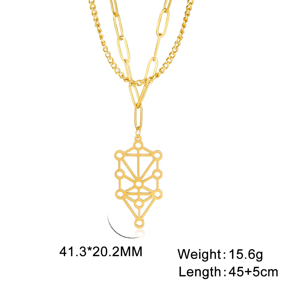 Kabbalah Sephirot Tree of Life Pendant Necklace — Stainless Steel