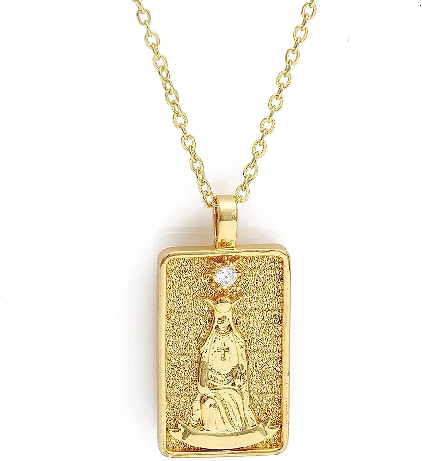 Double Sided Original Tarot Cards Necklace Tarot Moon Cigano Divination Zircon Necklace Wheel of Fortune Star Death