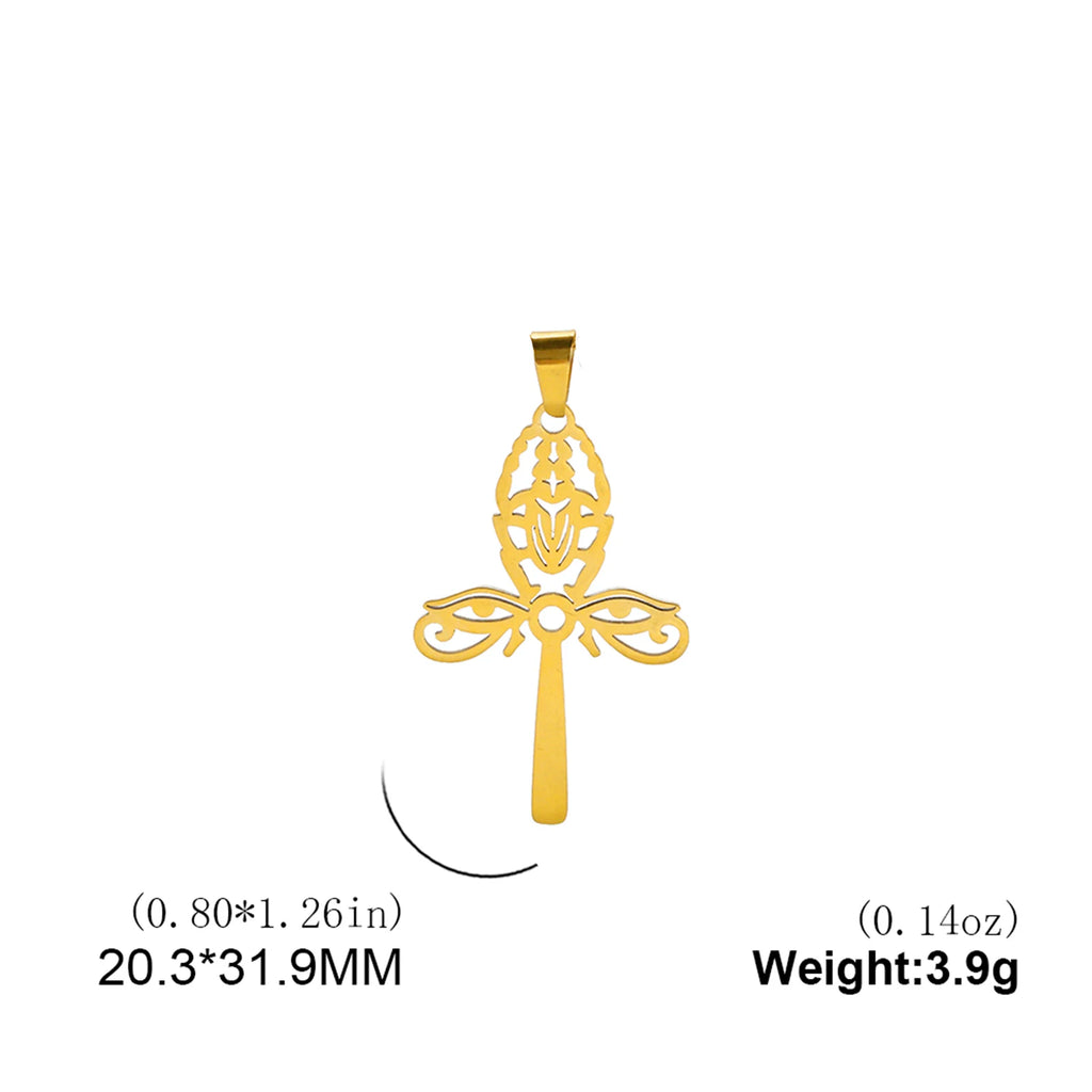 LIKGREAT Egyptian Ankh Cross Egypt Eye Pendant for Necklace Earrings Stainless Steel Eye of Horus Charms for Jewelry