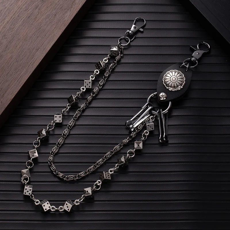 Dice Rivet Heavy Duty Pants Chain — Black-Tone Jeans Chain