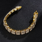 Iced Out Square Cluster Tennis Chain Bracelet 12mm — Two-Tone