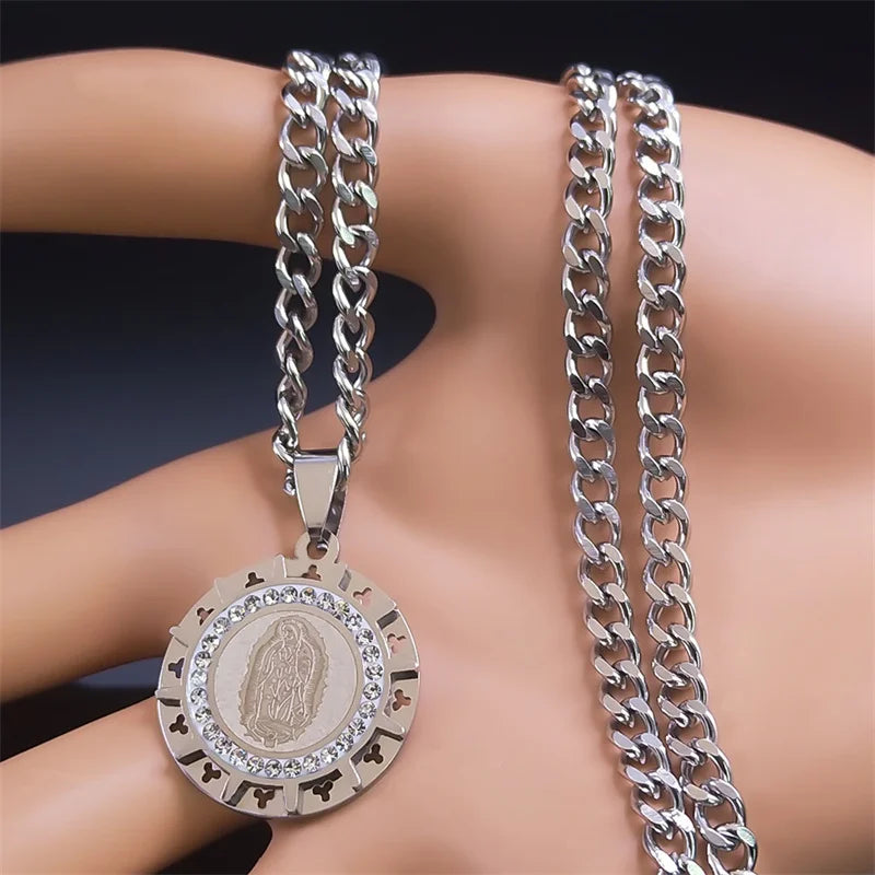 Holy Mary Steel Pendant Virgin Medal Our Lady