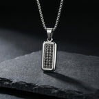 Square Geometric Pendant Necklace — Stainless Steel