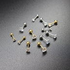 1 Pair 3-8mm Classic Round/Flat Back Screw Stud Earrings for Women/Men Stainless Steel  Shiny Zircon Crystal Piercing Jewelry