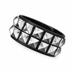 Classic Adjustable Size Rivet Bangle Square Wide Rows Nails Spike Cuff Bracelet PU Leather Bracelets Bangle Men Women