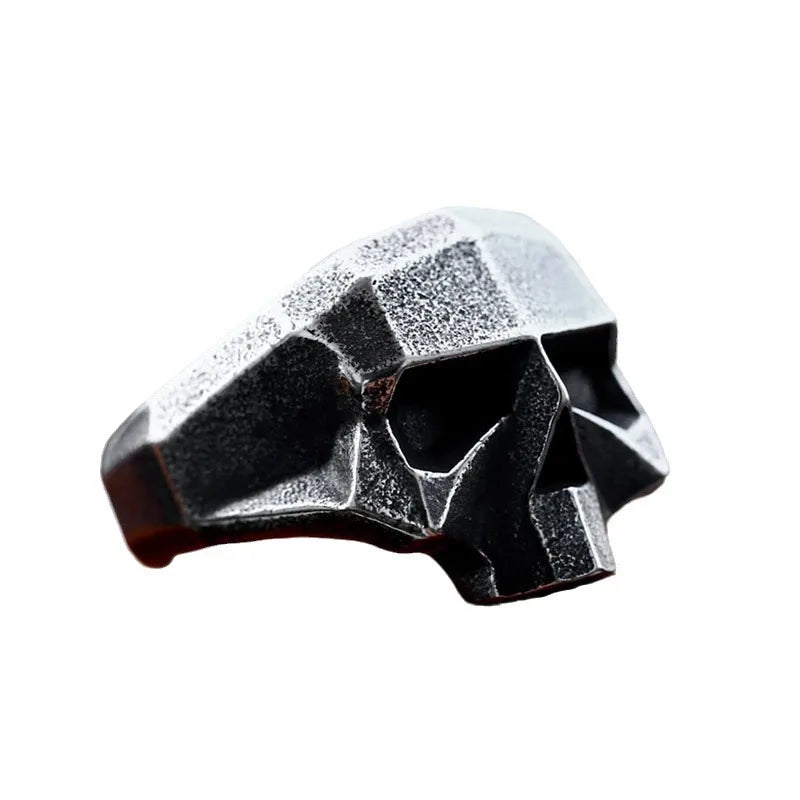 Retro Stainless Steel Robot Ghost Head Ring for Foreign Trade New Punk Hip-Hop Skull Titanium Steel Ring