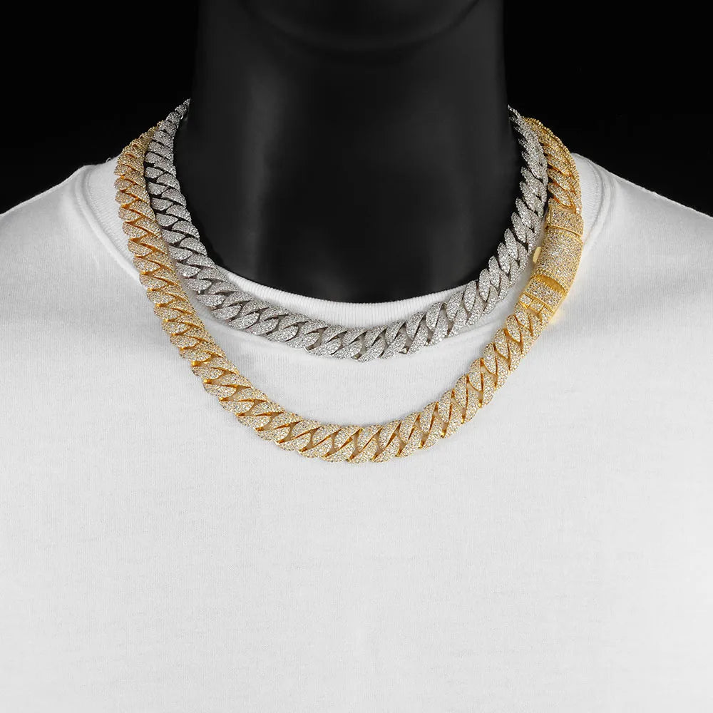 Iced Out Cuban Chain Necklace Stainless Steel 14MM