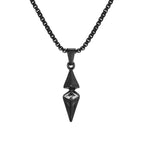 Blue Stone Geometric Pendant Necklace — Stainless Steel