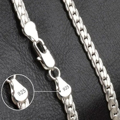 Fine Top Brand 925 sterling silver 6mm Chain Necklace for Woman Men 16-24inch Fashion Wedding Party Jewelry Gift