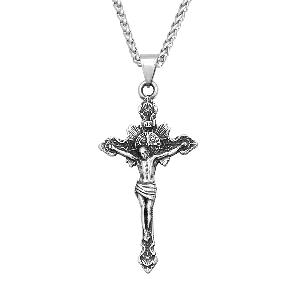 Vintage Jesus Cross Pendant — 316L Stainless Steel