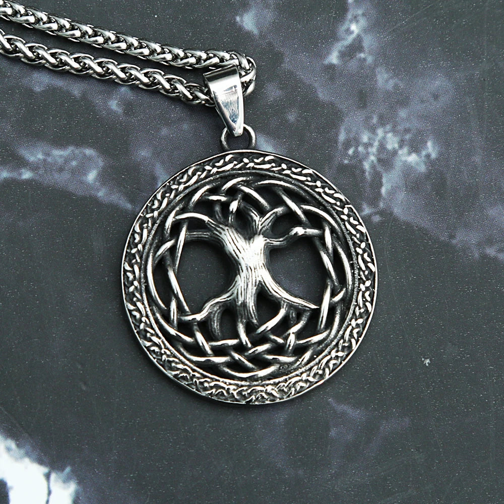 Viking Tree of Life Pendant — Stainless Steel