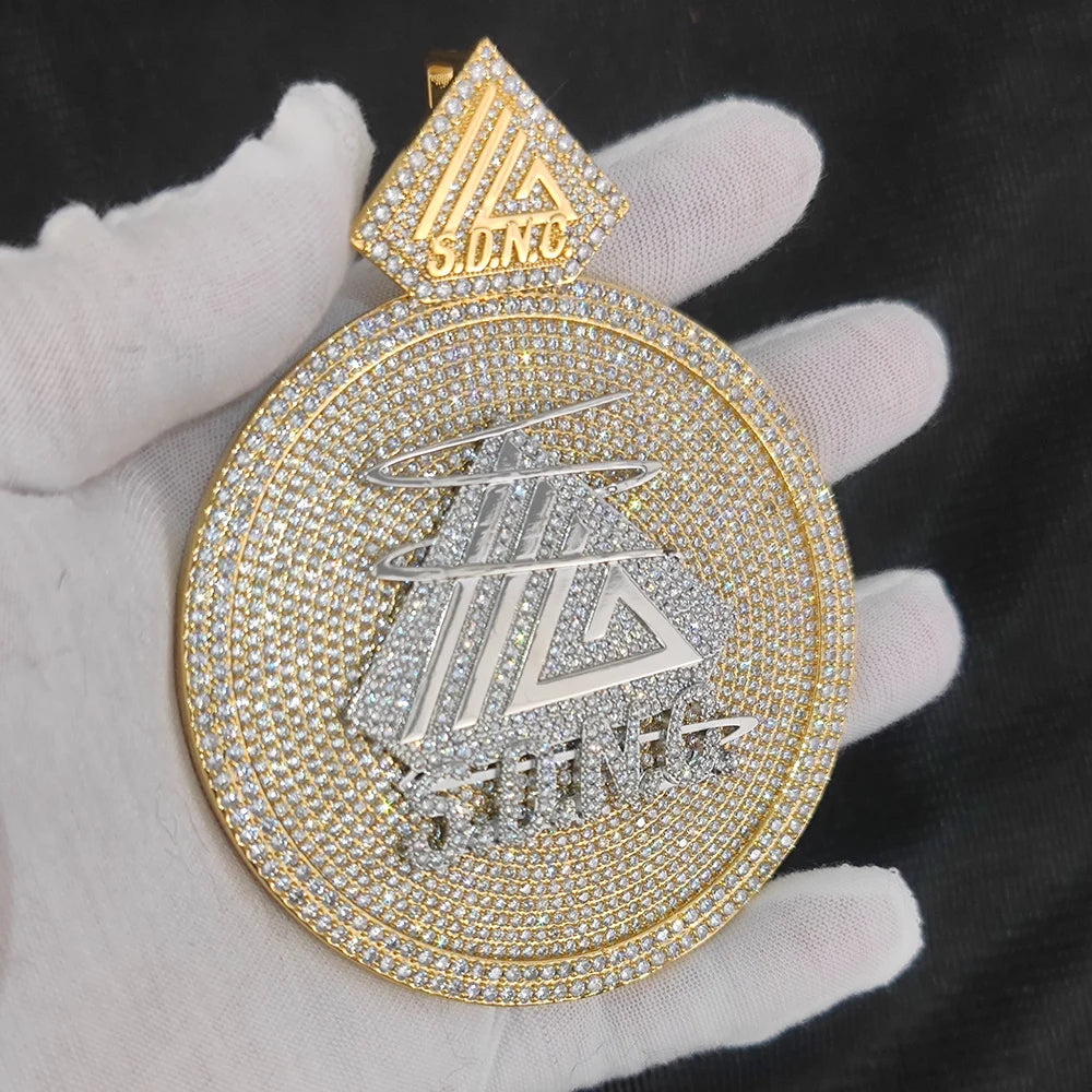Iced Out Letter Pendant 80MM Disc Statement