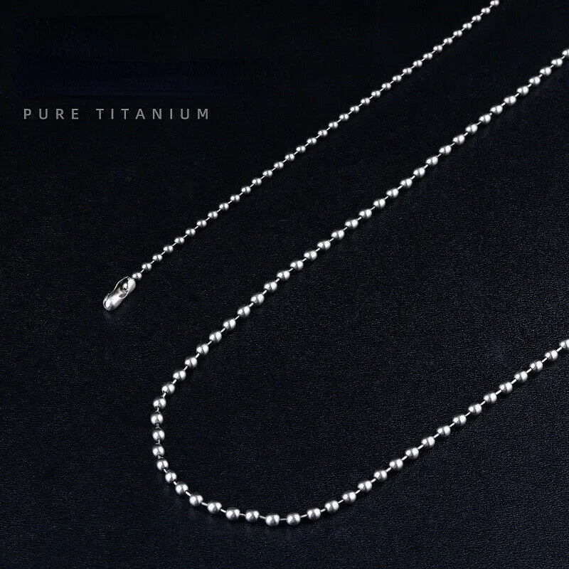 Fashion 3mm TA1 Pure Titanium Military Army Ball Bead Chain Necklace for Men Women Anti-allergy 26 inch Length