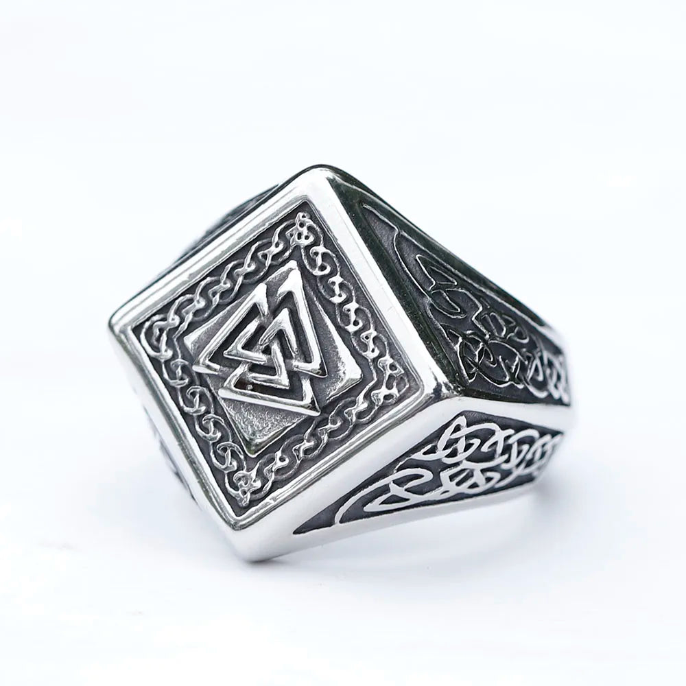 New Vintage 316L Stainless Steel Viking Valknut Amulet Ring Punk Women Men Unisex Jewelry For Party Gift Free Shipping