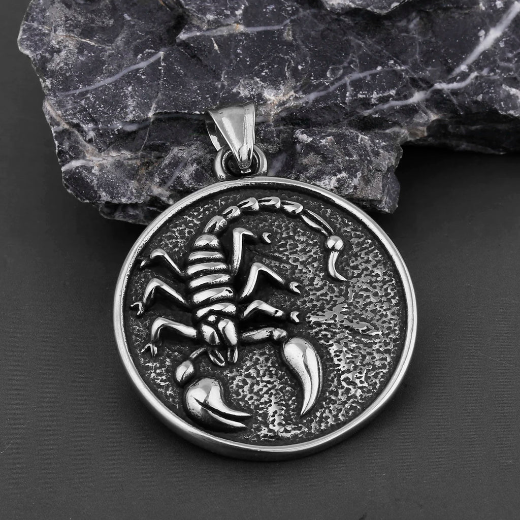 Stainless Steel Animal Scorpion Pendant Necklace Men's Black Gun Plated Biker Punk Hip Hop Jewelry Party Gift for Boyfriend