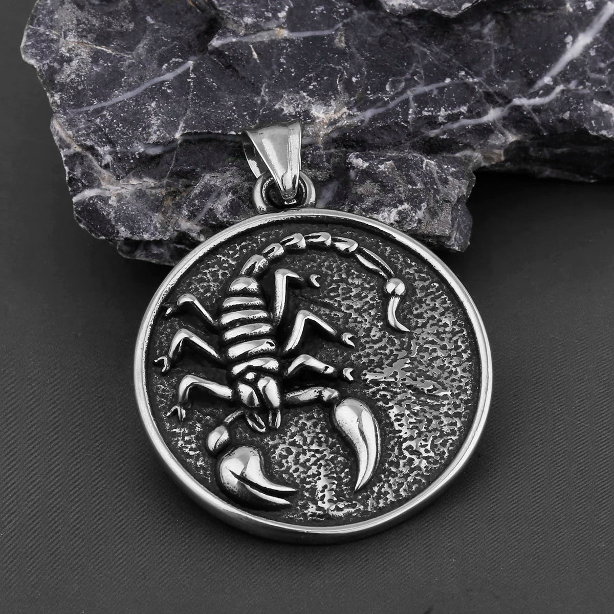 Stainless Steel Animal Scorpion Pendant Necklace Men's Black Gun Plated Biker Punk Hip Hop Jewelry Party Gift for Boyfriend