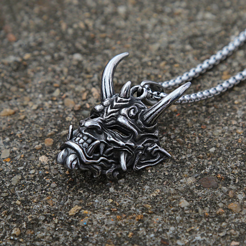 Skull Demon Steel Pendant Gothic Vintage Mask