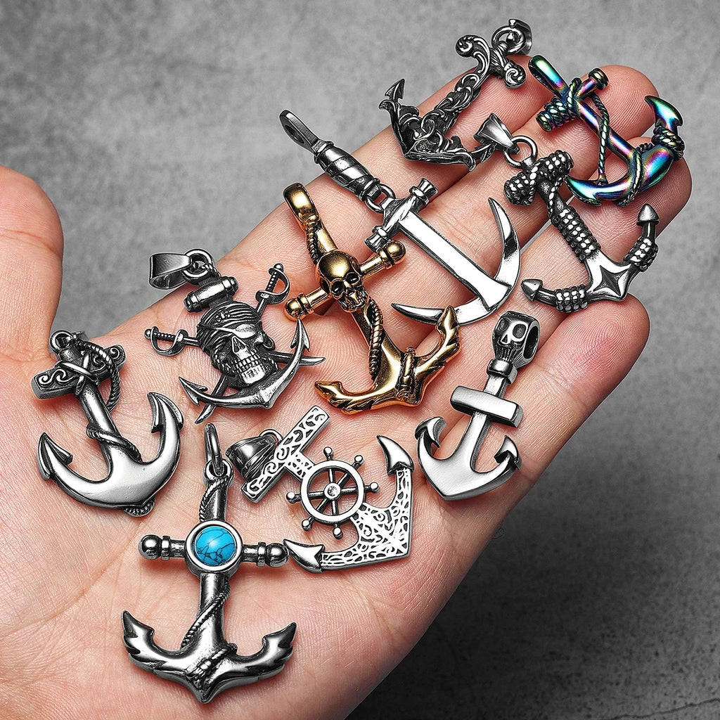 Pirate Anchor Pendant Necklace — Stainless Steel