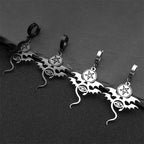 Star Bat Silver Earrings Gothic David Evil Eye