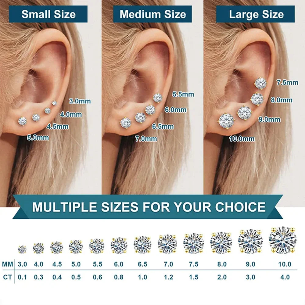 925 Silver VVS Moissanite Stud Earrings