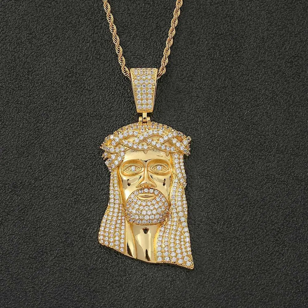 Necklaces Chain For Women Mens Full Iced Out Zircon Custom Big Jesus Pendant With Cuban Chain Hip Hop Jewelry