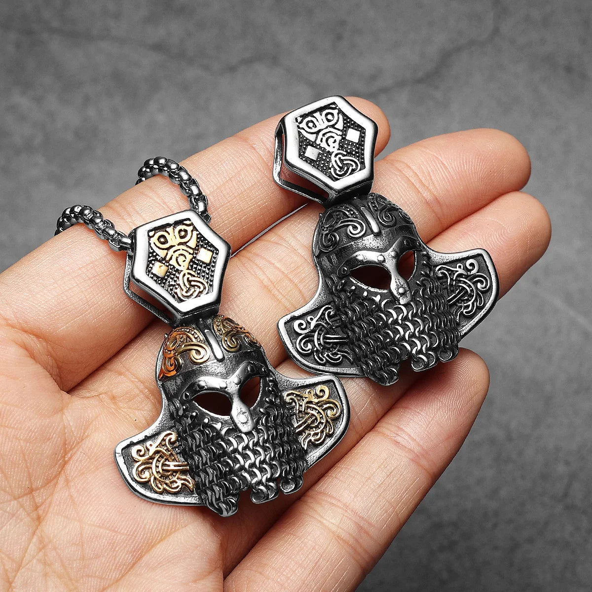 Viking Helmet Pendant Necklace — Stainless Steel