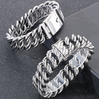 Vintage 18/22MM Width Twist Cuban Link Chain Bracelet for Man Cool Stainless Steel Bracelets Mens Male On Hand Jewelry