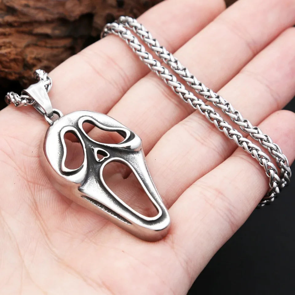 Punk Vintage Clown Mask Pendant Necklace For Men Boys 316L Stainless Steel Skull Mask Necklaces Party Jewelry Gifts Dropshipping