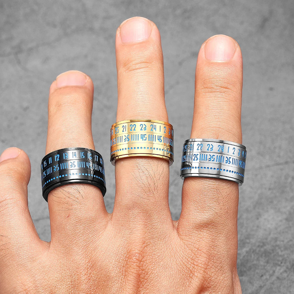 Date Spinner Ring — Stainless Steel