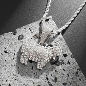 Gold Iced Out Goat Pendant Rope Chain Necklace