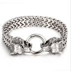 Fashion Gold Color Lion King Charm Bracelet for Men Rock Punk Wristband Jewelry Gift