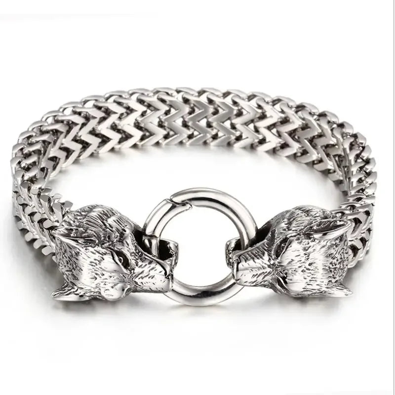 Fashion Gold Color Lion King Charm Bracelet for Men Rock Punk Wristband Jewelry Gift