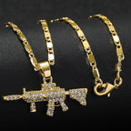Gold-Tone CZ Dot Charm Pendant Necklace for Men