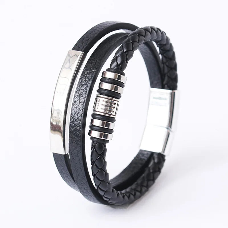Viking Multi Layer Braided Leather Bracelet