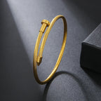 Fashion Stainless Steel Nail Bangle Bracelet for Men Women Punk Style Metal Geometric Rivet Charms Bangle Wrist Jewelry